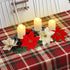 Hausse Christmas Poinsettia Centerpiece with 3 Flameless LED Candles, Chiristmas Candle Holders Advent Wreath, Xmas Tabletop Candleabrum for Home Holiday Party Table Mantel Display