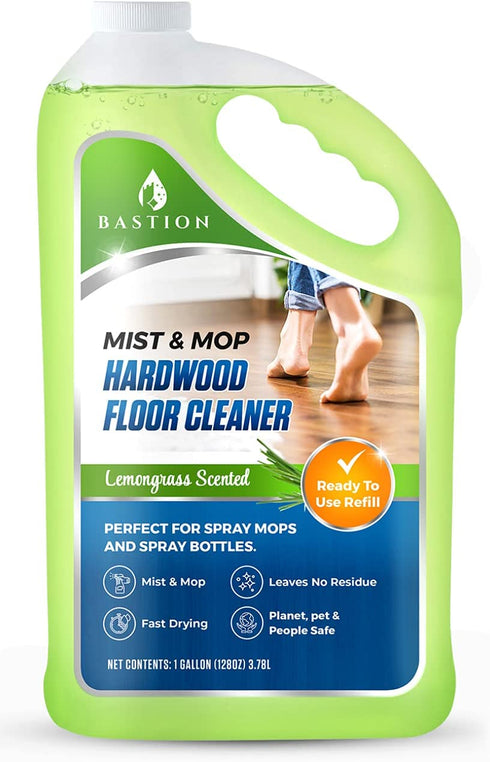 Hardwood & Laminate Liquid Floor Cleaner Solution - Multi-use - Water-Based, Safe, Gentle, & Natural - Removes Dirt, Stains, & Odors - Lemongrass Scent, 1 Gallon (128 oz.)