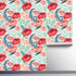Blooming Wall Peel&Stick Red Flower Green Leaves Self-Adhesive Prepasted Wallpaper Wall Mural (Red Floral)