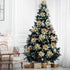 jojofuny 12Pcs Christmas Glitter Poinsettia Flowers, Christmas Tree Flower Decorations Artificial Flowers with Stems and Clips for Wedding Party Wreath (Golden)
