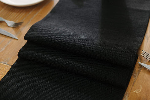 NATUS WEAVER Dinning Table Runner 12 x 90 Inches Farmhouse Kitchen Coffee Burlap Table Runner for Holiday Party, Black