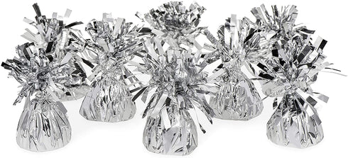 SRENTA 5.5" Silver Metallic Wrapped Balloon Weights for Birthday Party Decoration, Pack of 12