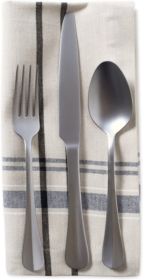 DII Kitchen Essentials Everyday French Stripe Tabletop Collection, Napkin Set, 20x20, Taupe/Black, 6 Piece