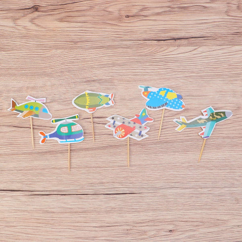 Amosfun 36pcs Kids Cake Toppers Cartoon Airplane Cake Toppers Airplane Cupcake Toppers Creative Cake Picks Dessert Toppers Party Supplies Kids Birthday Favors