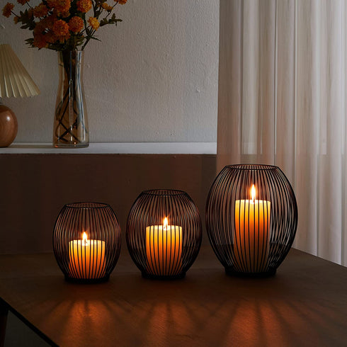 OLEEK Black Candle Holder - Metal Candle Holder centerpiece - Dinning table decorative centerpiece- Decorative Pillar Candle Holders - Table Candles Holders Decor - Iron Candle Stand - Candles Lantern