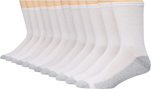 Hanes mens Double Tough Crew Socks, 12-pair Pack