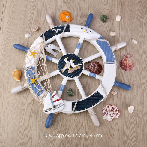 WINOMO 18-Inch Wheel Wall Decor Nautical Decor Nautical Boat Steering Wheel