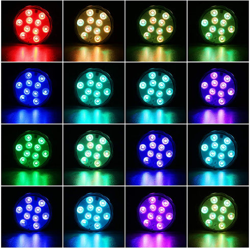 Submersible Led Lights Battery Operated Spot Lights with Remote Small Lamps Decorative Fish Bowl Light Remote Controlled Small Led Lights for Aquarium Vase Base Pond Wedding Halloween Party (4 Pack)