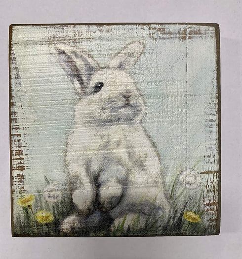Primitives by Kathy Wood Home D©cor Sign, 6" x 6" x 1", Bunny