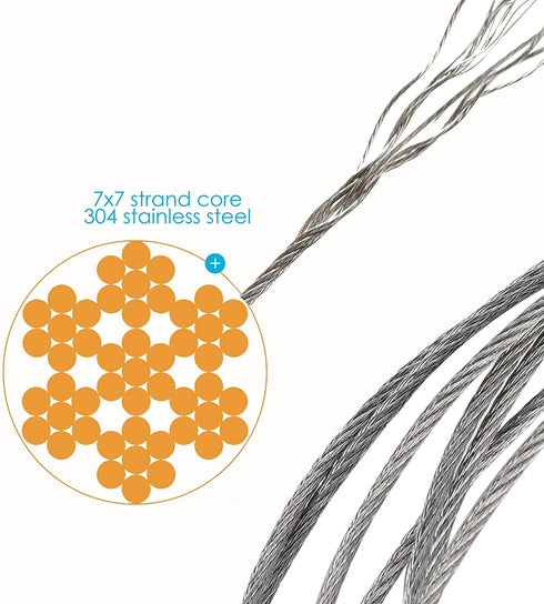 Houseables Wire, Vinyl Coated, 500 Feet, 1/16 Inch, Braided Stainless Steel Cable, Plastic Covered, Heavy Duty, Stranded Rope for String Lights, Artificial Flower, Wreath Making, Trellis, Clothesline