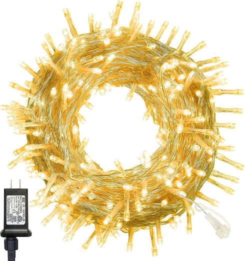 Twinkle Star 300 LED Christmas Fairy String Lights, 8 Lighting Modes 98.5ft Plug in String Waterproof Mini Lights for Outdoor Indoor Holiday Christmas Wedding Party Bedroom Decorations, Warm White
