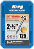 Kreg SML-C250-125 Pocket Screws, 2-1/2" #8 Coarse-Thread, Washer-Head (125 Count)