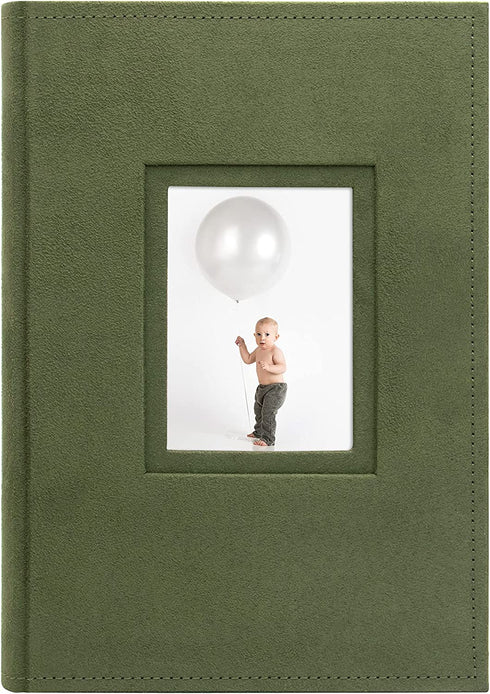 Golden State Art, Photo Album for 4x6 Pictures - Weddings, Holidays, Engagements, Vacations, Family - Fits 300 Photos - Includes Memo Area - Front Photo Display (Suede Green)