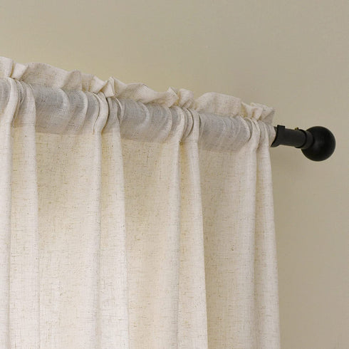 Valea Home Linen Curtains Panel 72 inch Long Light Filtering Rod Pocket Crude Drapes for Bedroom Living Room Farmhouse Long Window Curtains, Natural, 1 Panel