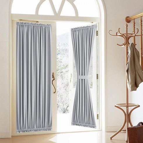 Blackout Door Curtain, Elegance French Door Curtains for Privacy, Thermal Insulated Door Curtain Panels, Room Darkening Door Window Curtain (50" x 72" 2pcs: Grey)