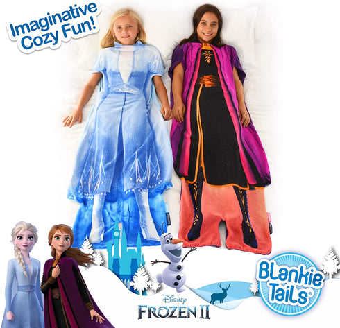 Blankie Tails | Disney Frozen Wearable Blanket - Frozen Disney Movie Double Sided Soft Disney Blanket Minky Fleece Blanket (56'' H x 30' W (Kids Ages 5-12), Frozen 2 - Anna Dress)
