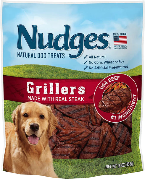 Blue Buffalo Nudges Grillers Natural Dog Treats, Steak, 16oz Bag
