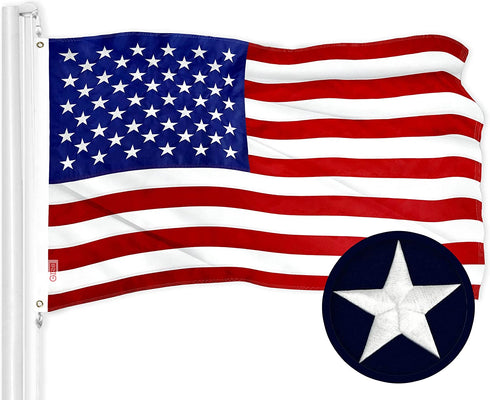 G128 American Flag | 3x5 feet | Embroidered 210D Embroidered Stars, Sewn Stripes, Brass Grommets, Indoor/Outdoor, Vibrant Colors, Quality Polyester, US USA Flag