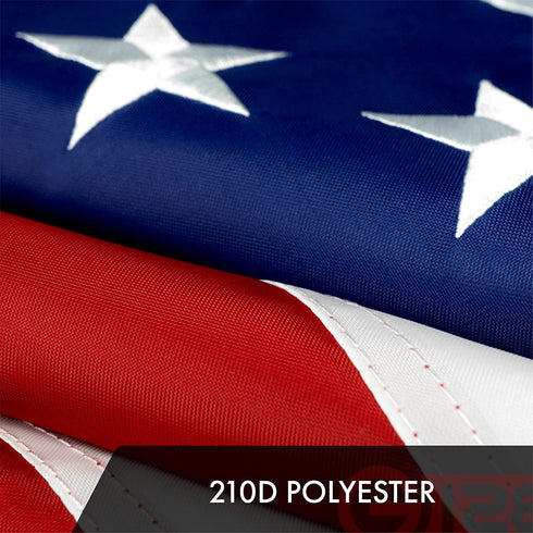 G128 American Flag | 3x5 feet | Embroidered 210D Embroidered Stars, Sewn Stripes, Brass Grommets, Indoor/Outdoor, Vibrant Colors, Quality Polyester, US USA Flag