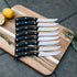 Emeril Lagasse Steak Knife Set of 8, 4.5? Stainless Steel Serrated Blades, Premium Kitchen Steak Knife Set with Black Handles