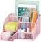 Pink Desk Organizer for Women, Mesh Office Supplies Cute Stationary Organization Office Accessories Essentials Caddy with Drawer for Home & Office Desktop & Decor& Kitchen