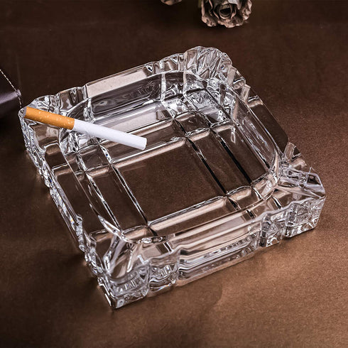 UMEIED Heavy Glass Ashtray, 2 Pack, Square Cigar Ashtray for Home Decor
