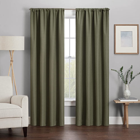 ECLIPSE Kendall Modern Blackout Thermal Rod Pocket Window Curtain for Bedroom or Living Room (1 Panel), 42" x 95", Artichoke