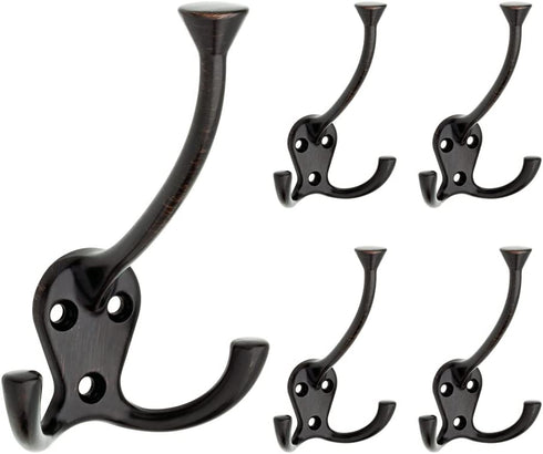 Franklin Brass Hook With 3 Flared Prongs Wall Hooks, Venetian Bronze, B42305M-VBR-C