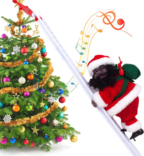 Santa Claus Climbing Ladder, Electric Christmas Climber Santa Plush Doll Toy Gift Decorations, Creative Christmas Tree Ornament Decors (Style B)
