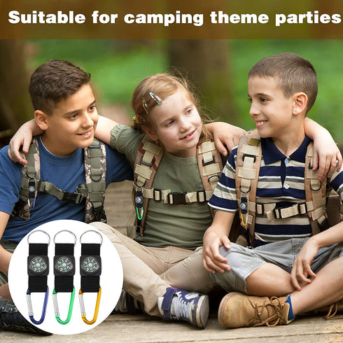 28 Pieces Compass Keychain Belt Clips Toy Compass Metal Buckle Keychains Mini Compass Keychain Clip Outdoor Boys Girls Toy Adventure Camping Party Favors Accessories for Scouts Present