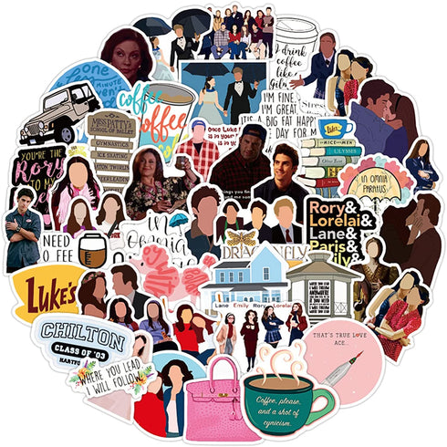 Gilmore Girls Stickers | 50 PCS | Vinyl Waterproof Stickers for Laptop,Skateboard,Water Bottles,Computer,Phone, Cute Anime Stickers