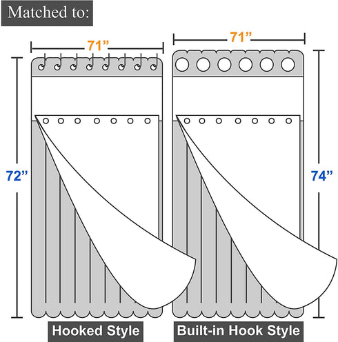 Fabric Snap-in Shower Curtain Liner Replacement 70" x 54" - Hotel Style, Removable & Machine Washable, Water-Repellent - White, 70x54