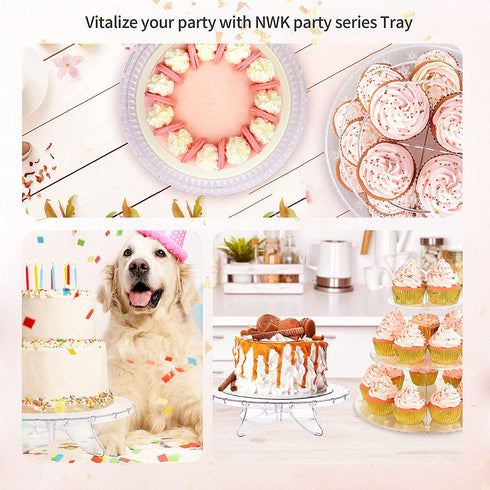 NWK 12inch Lighted Clear Cake Stand Plate Holder with String Lights Fit for 6inch, 8 inch, 10 inch, 12 inch Cakes for Wedding Birthday Thanksgiving Christmas New Year Party