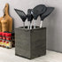 MyGift Rustic Vintage Gray Wood Crock Utensil Holder/Kitchen Essential Organization Square Caddy/Countertop Silverware Organizer Bin