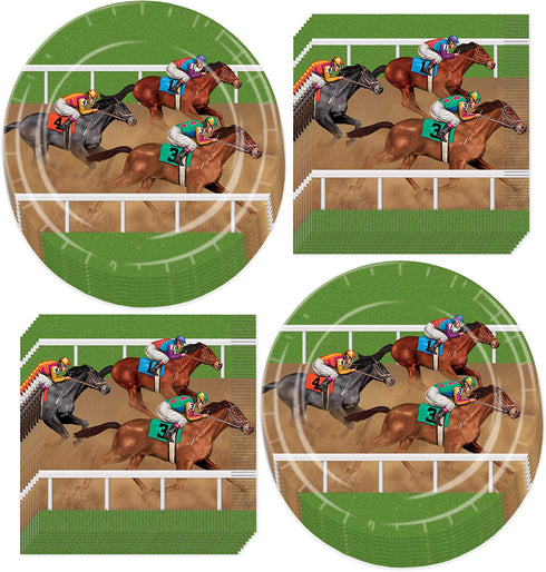 Horse Racing Derby Paper Dinner Plates and Luncheon Napkins (Serves 16)