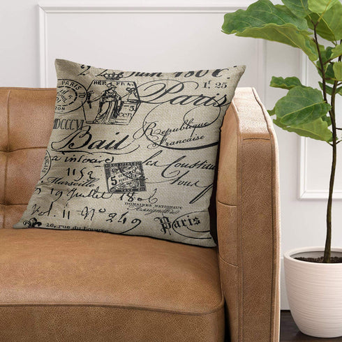 Emvency Throw Pillow Cover French Script Decorative Pillow Case Paris Home Decor Square 18x18 Inch Cushion Pillowcase