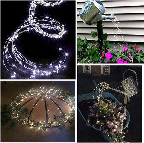 ZNYCYE 2 Pcs Waterfall Lights,10 Strand 220 LED Firefly Bunch Lights Battery Operated Fairy String Lights with Remote Timer for Outdoor&Indoor Garden Party Holiday Decor(Cool White)