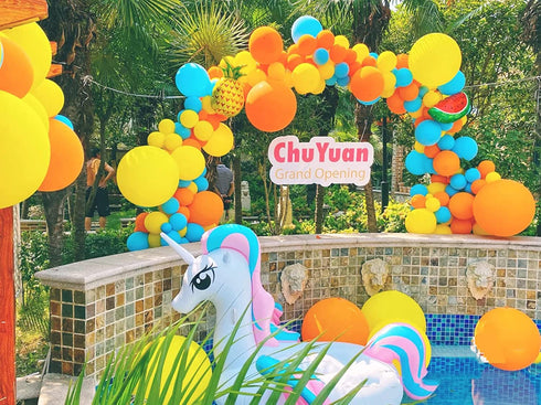DIY Party Balloon Garland Kit,129 Pcs Yellow Orange and Blue Balloon Arch Kit for Wedding Birthday Graduation Anniversary Bachelorette Party Baby Shower Party Background Decorations