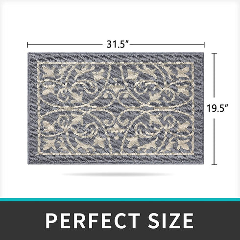 DEXI Door Mat Indoor Rugs for Entryway Floor Mats Inside Doormat Front Entrance Rug Entry Non Slip Washable,19.5"x31.5",Gray