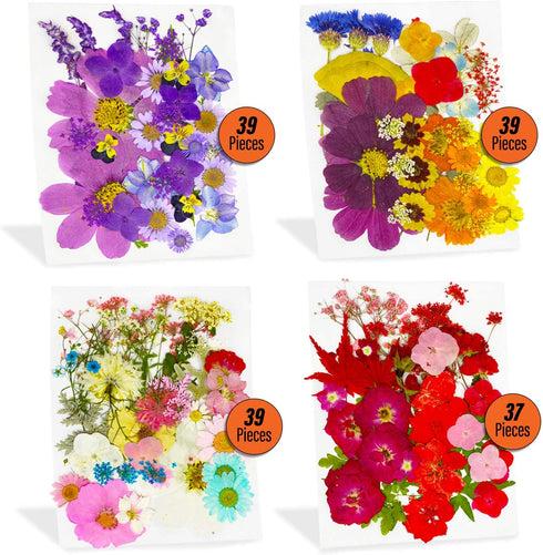 AINAZ 154 Pcs Natural Dried Pressed Flowers for Resin Molds with Butterfly Stickers, Colorful Stones, and Tweezer for DIY Resin Crafts, Jewelry & Candle Making Nails Art