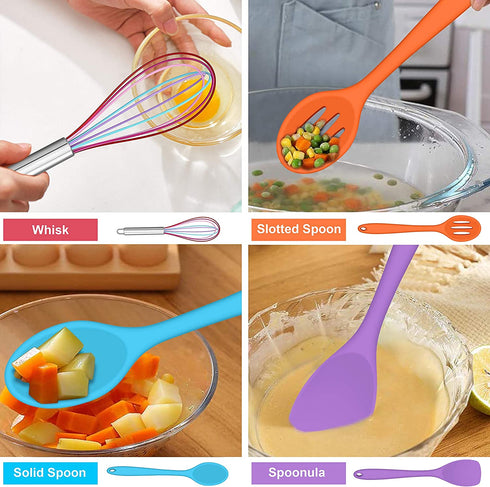 Homikit 42 Pieces Colorful Kitchen Cooking Utensils Set with Holder, Nonstick Silicone Utensil Spatula for Cooking, Heat Resistant Kitchen Tools Spoon Turner Whisk for Cookware, Dishwasher Safe