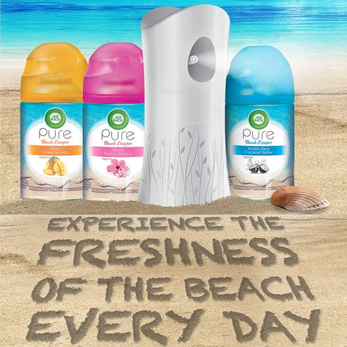 Air Wick Pure Freshmatic 4 Refills Automatic Spray, Florida Keys Coconut Water, 4ct, Air Freshener, Essential Oil, Odor Neutralization, Packaging May Vary