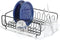 iDesign Forma Lupe Kitchen Dish Drainer Rack with Tray for Drying Glasses, Silverware, Bowls, Plates - Black Matte/Clear