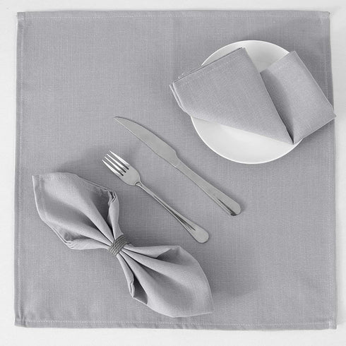Cloth Napkins Set of 12 (18" X 18") Linen Textured Dinner Napkins Waterproof Extra Soft Thick Durable Reusable Napkins With Hemmed Edges for Family Dinners, Weddings and Everyday Use, Grey