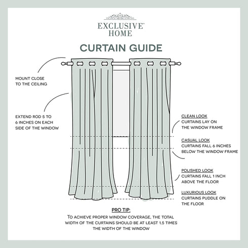 Exclusive Home Curtains Kochi Linen Blend Grommet Top Curtain Panel Pair, 54x108, Seafoam, 2 Count