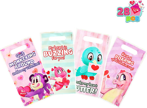 28 Pack Valentines Day Stationery Set with Treat Bags for Kids Party Favor, Classroom Exchange Prizes?includes Notebooks,Rulers,Erasers,Pencils,Stickers