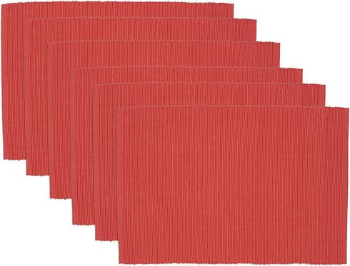 DII 100% Cotton Basic Ribbed Placemat Set, Georgia Peach, 13x19, 6 Piece