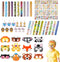 64 Pcs Jungle Safari Party Favors - Safari Birthday Party Supplies with Felt Animal Masks for Kids, Slap Bracelets, Keychains, Temporary Tattoos - Safari Birthday Decorations for Goodie Bag Fillers