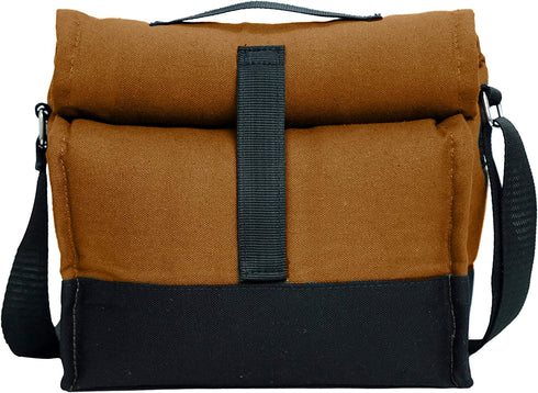Thermal Insulated lunch Bag Premium Cotton Canvas Cooler Lunch Bag Reusable Lunch Bag for Men Women Kids Adjustable Shoulder Strap Lunch Box Bag for Work School (BROWN)