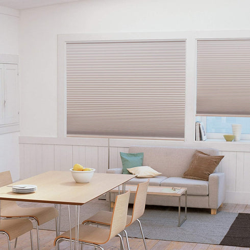 Easy Lift Trim-at-Home Cordless Pleated Light Blocking Fabric Shade Natural, 30 in x 64 in, (Fits windows 19"- 30")